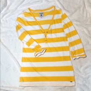 Yellow and white striped tee